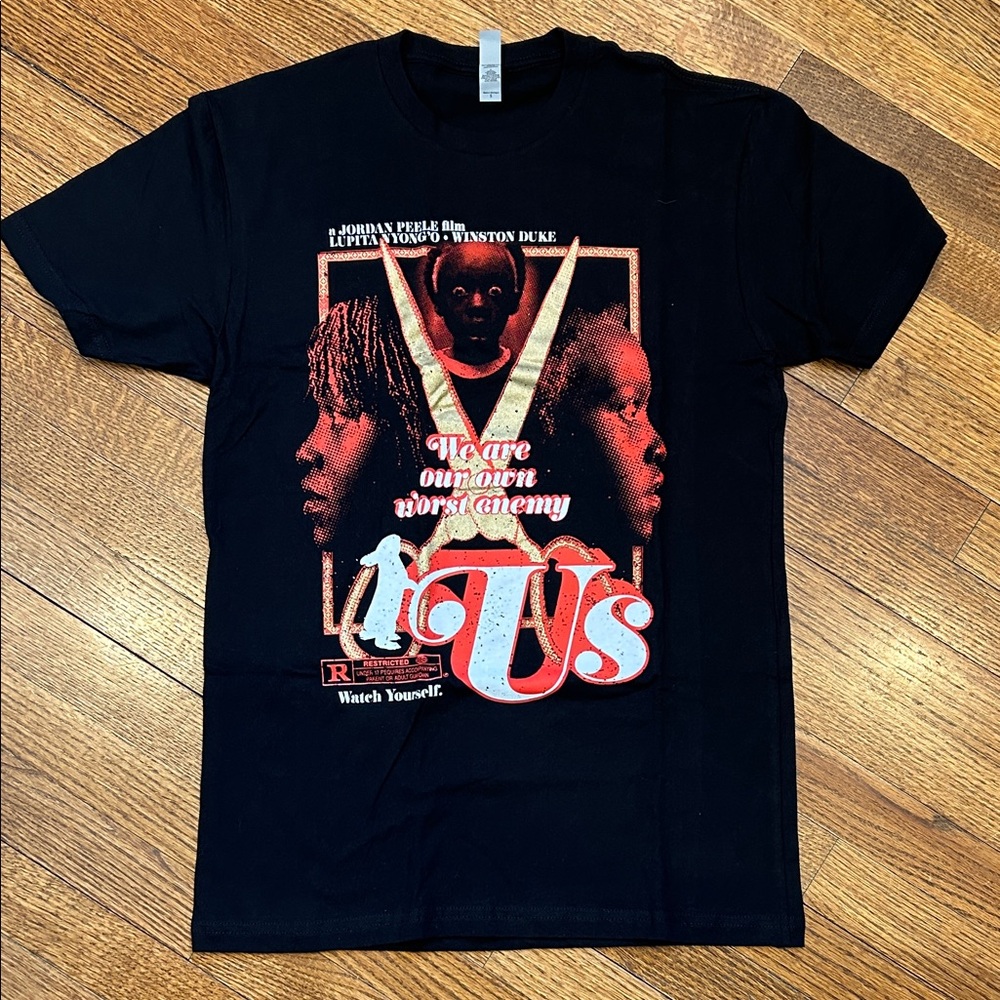 Us (2019) Jordan Peele Movie Black Unisex Graphic T-Shirt - NWOT, Size Small